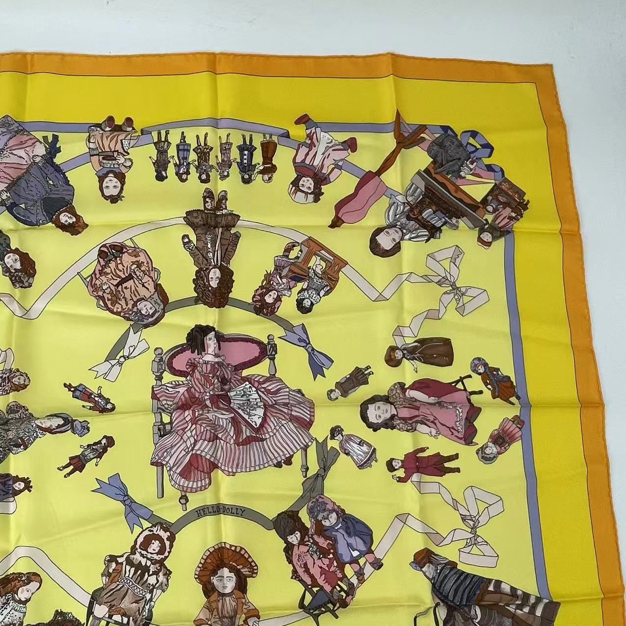 Hermes Carre 90 Silk Scarf Hello Dolly Yellow — view 3