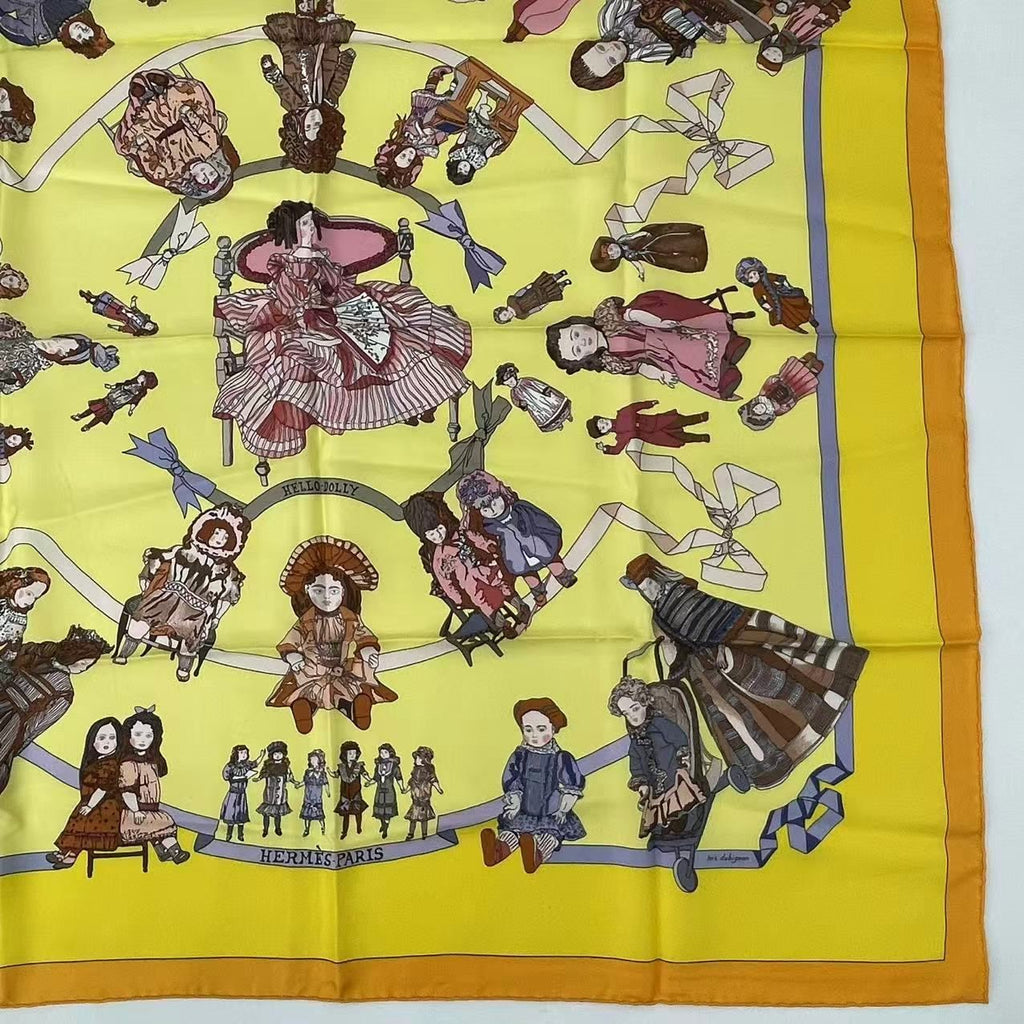 Hermes Carre 90 Silk Scarf Hello Dolly Yellow — view 5