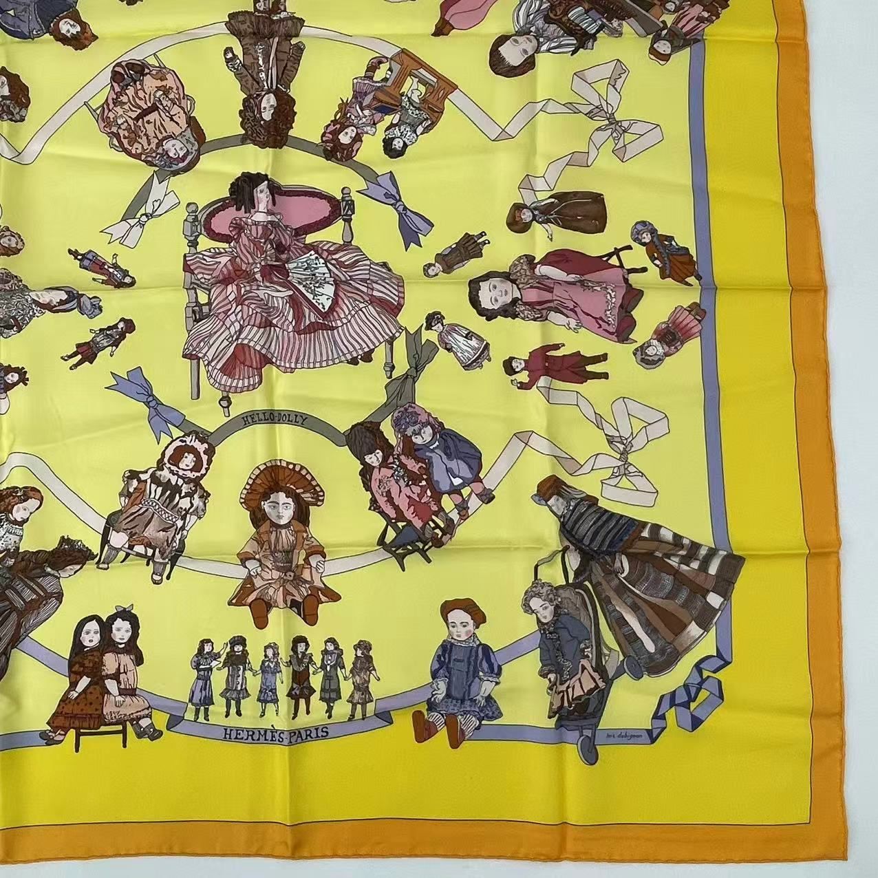 Hermes Carre 90 Silk Scarf Hello Dolly Yellow — view 5
