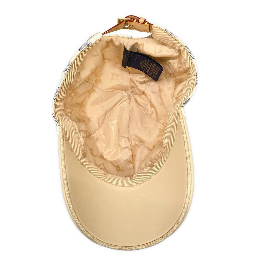 Louis Vuitton Cap Bonnet LV Azur Cotton White Damier Silk — view 4