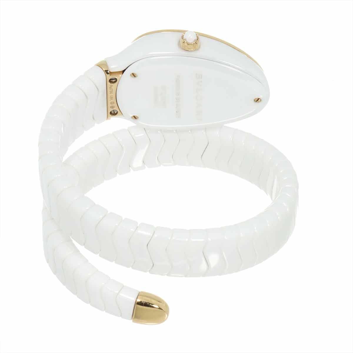 Bvlgari Serpenti Watch Diamond Bezel White Ceramic 18k Pink Gold — view 5