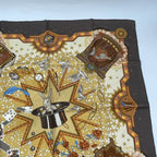 Hermes Carre 90 la Magie Magic Rabbit Pigeon Clown Silk Brown Scarf — view 3