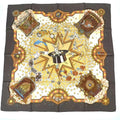Hermes Carre 90 la Magie Magic Rabbit Pigeon Clown Silk Brown Scarf
