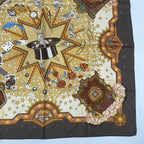 Hermes Carre 90 la Magie Magic Rabbit Pigeon Clown Silk Brown Scarf — view 5