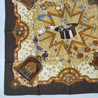 Hermes Carre 90 la Magie Magic Rabbit Pigeon Clown Silk Brown Scarf — view 4