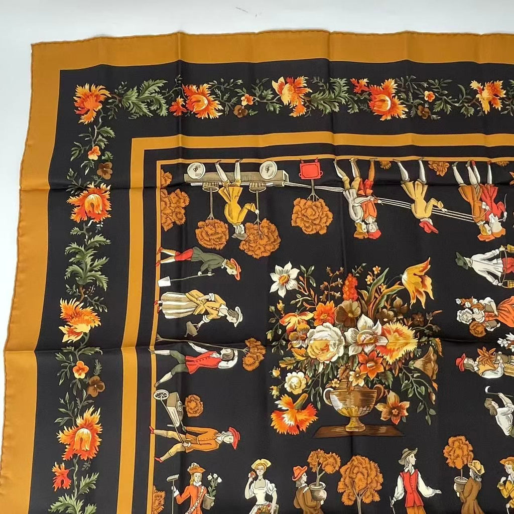 Hermes Carre 90 Gardener Roy Silk Scarf Yellow — view 2
