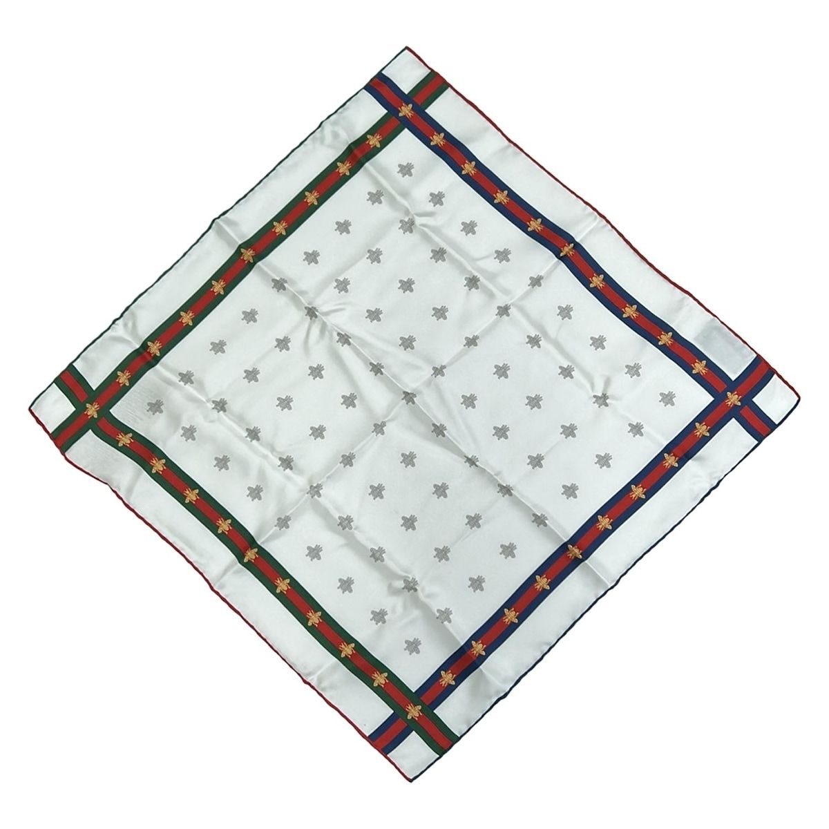 Gucci Scarf White Red Multi Silk
