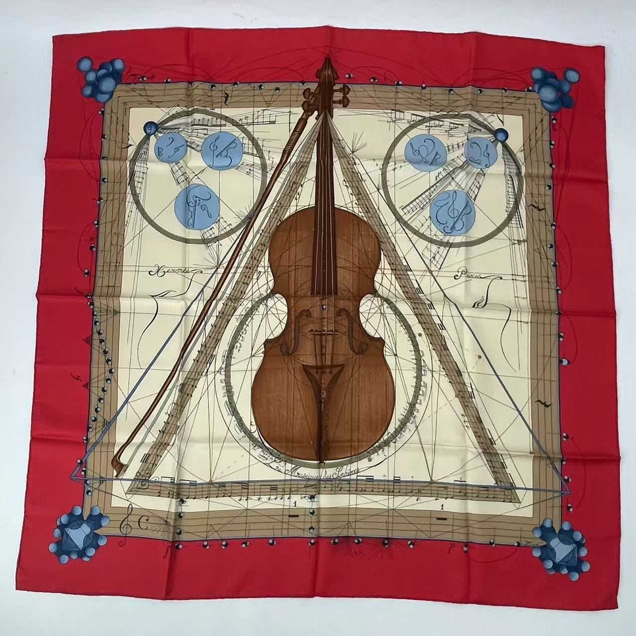 Hermes Scarf Silk Carre 90 Music Played by Spheres la Musique Des