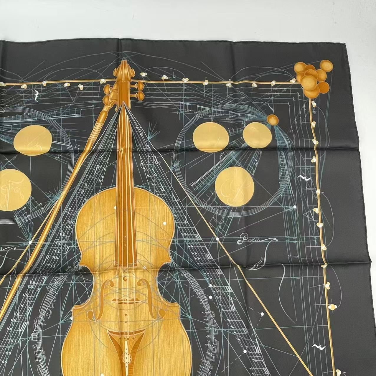 Hermes Scarf Silk Carre 90 Music Played by Spheres la Musique Des Black — view 3