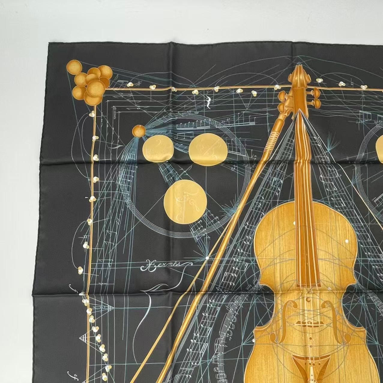 Hermes Scarf Silk Carre 90 Music Played by Spheres la Musique Des Black — view 2