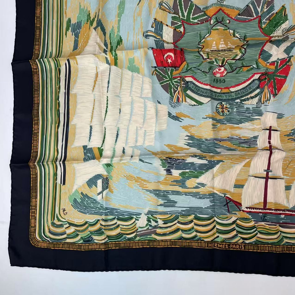 Hermes Scarf Carre 90 Silk Henry Smith Sailor Sailing Ship Voyage Multicolor — view 4