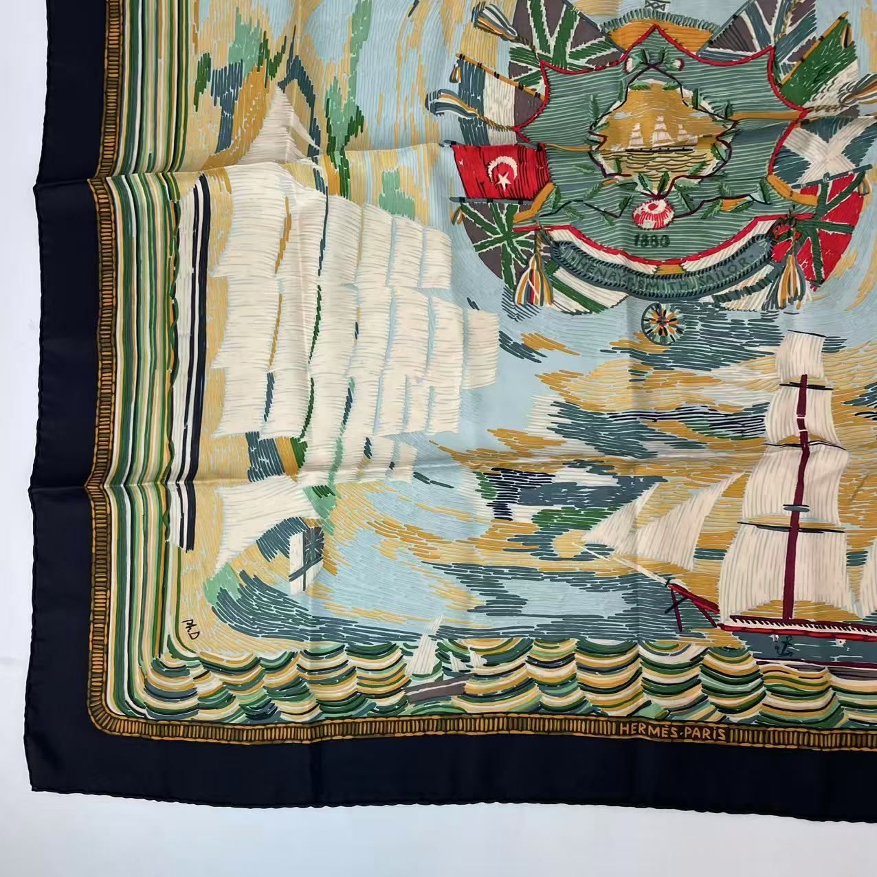 Hermes Scarf Carre 90 Silk Henry Smith Sailor Sailing Ship Voyage Multicolor — view 4