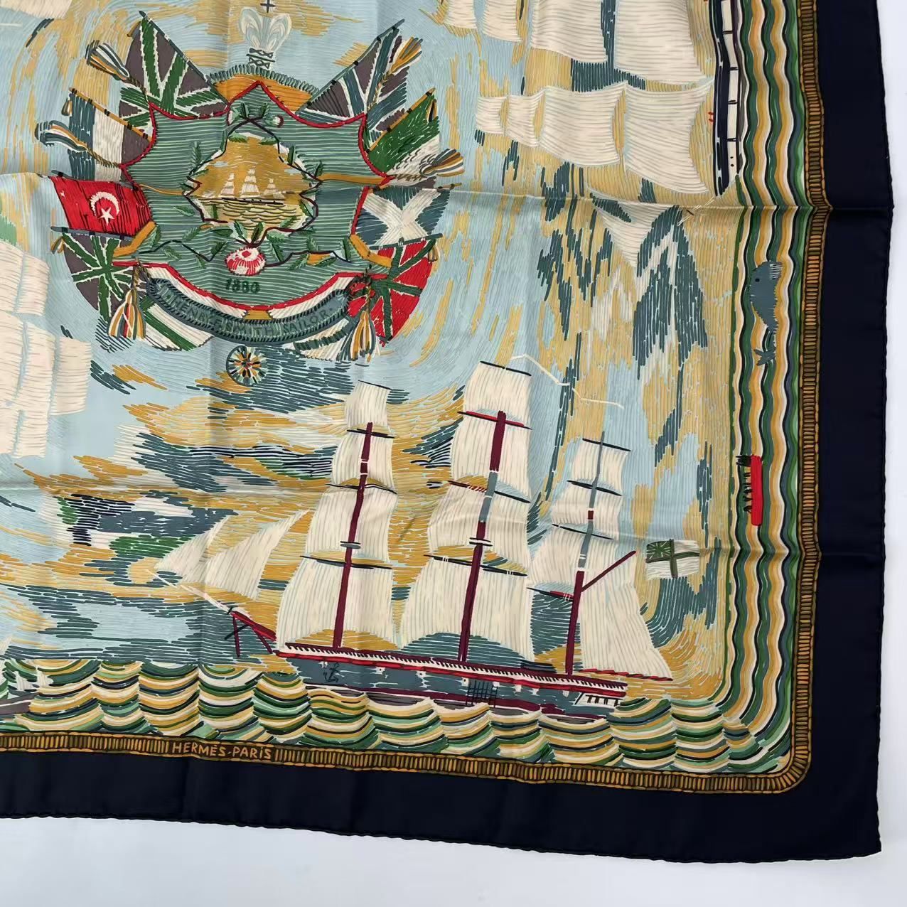 Hermes Scarf Carre 90 Silk Henry Smith Sailor Sailing Ship Voyage Multicolor — view 5