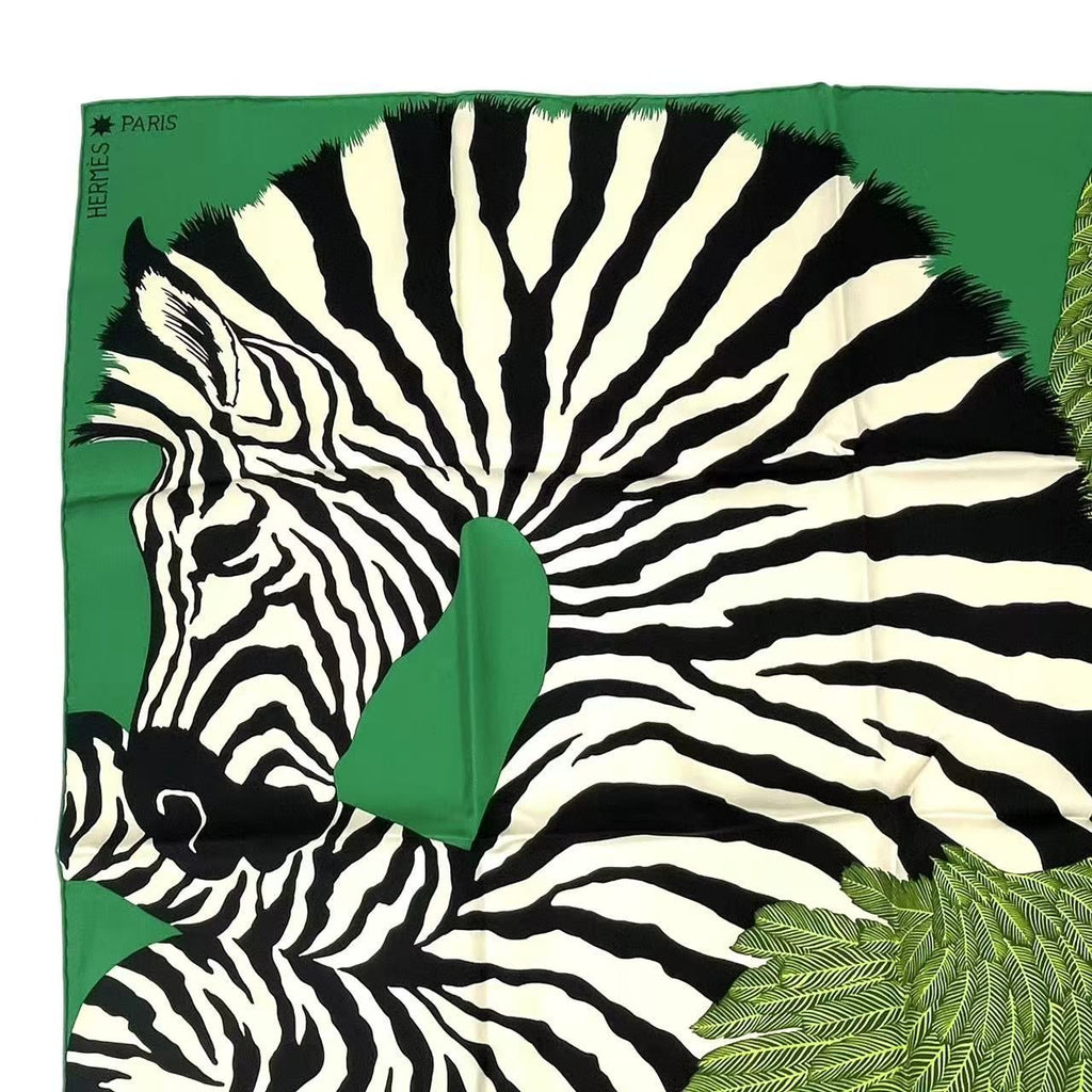 Hermes Carre 90 Zebra Pegasus Scarf Silk Green — view 2