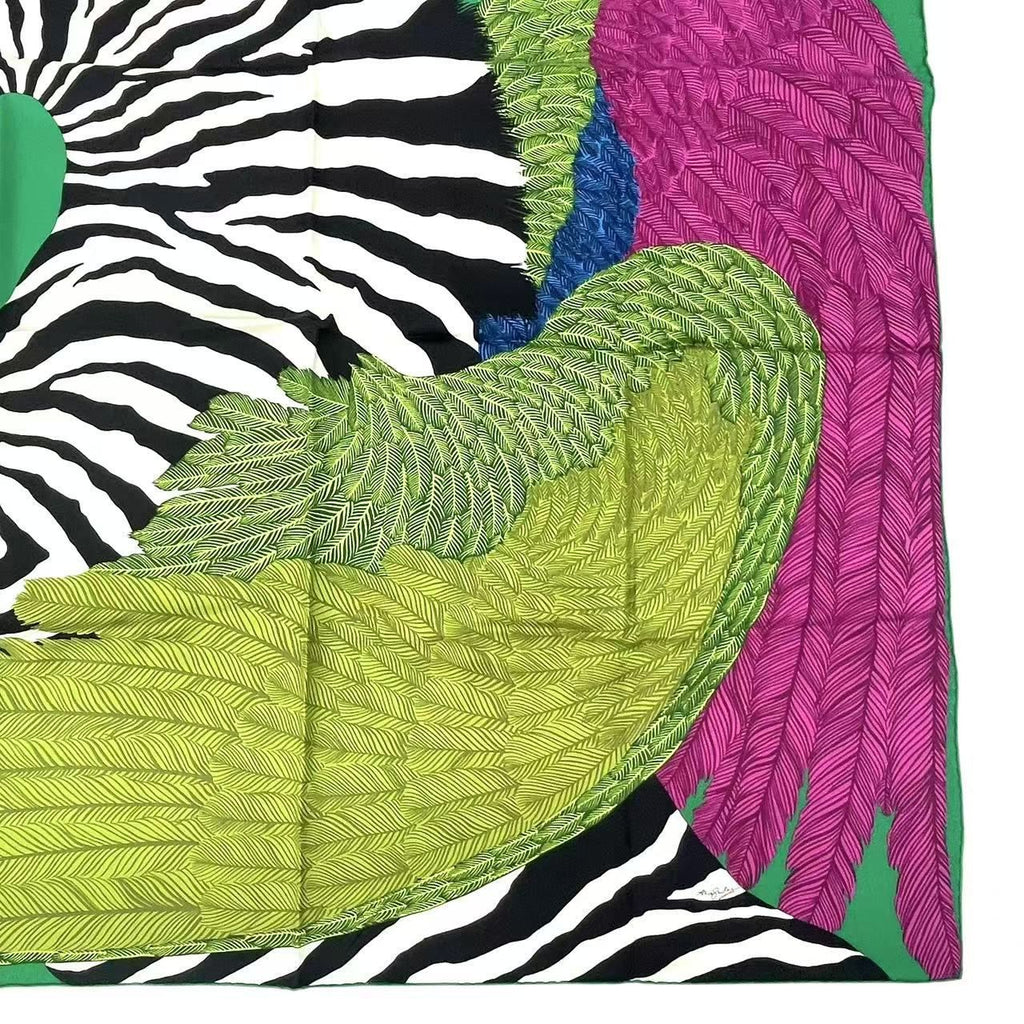 Hermes Carre 90 Zebra Pegasus Scarf Silk Green — view 3