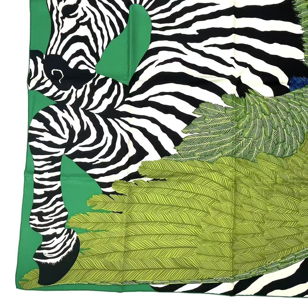 Hermes Carre 90 Zebra Pegasus Scarf Silk Green — view 4