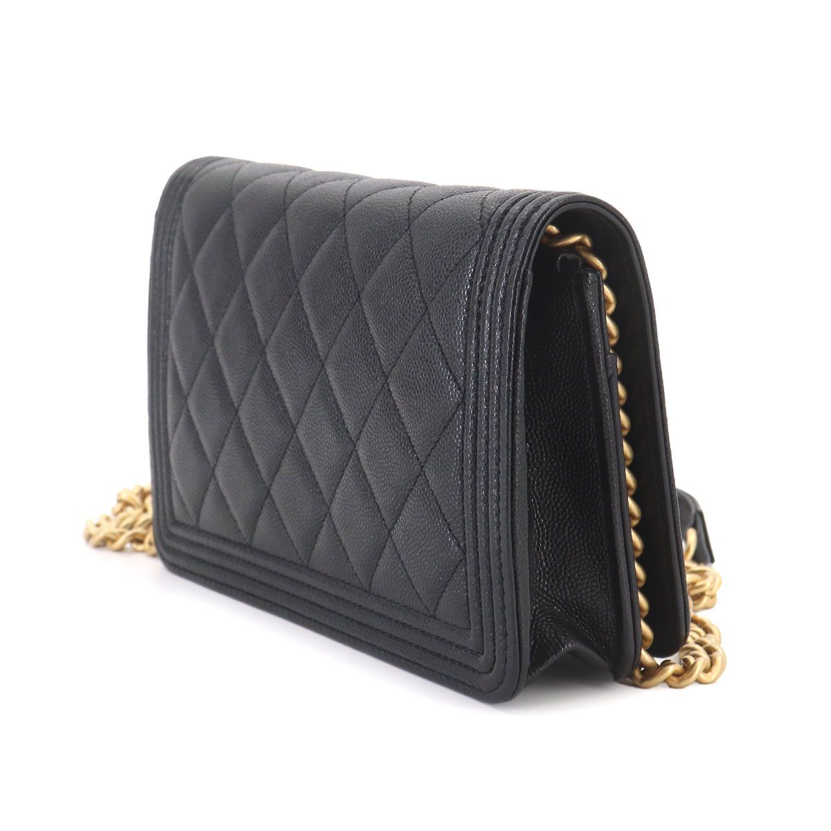 Chanel Boy Chain Wallet Caviar Leather Black — view 3