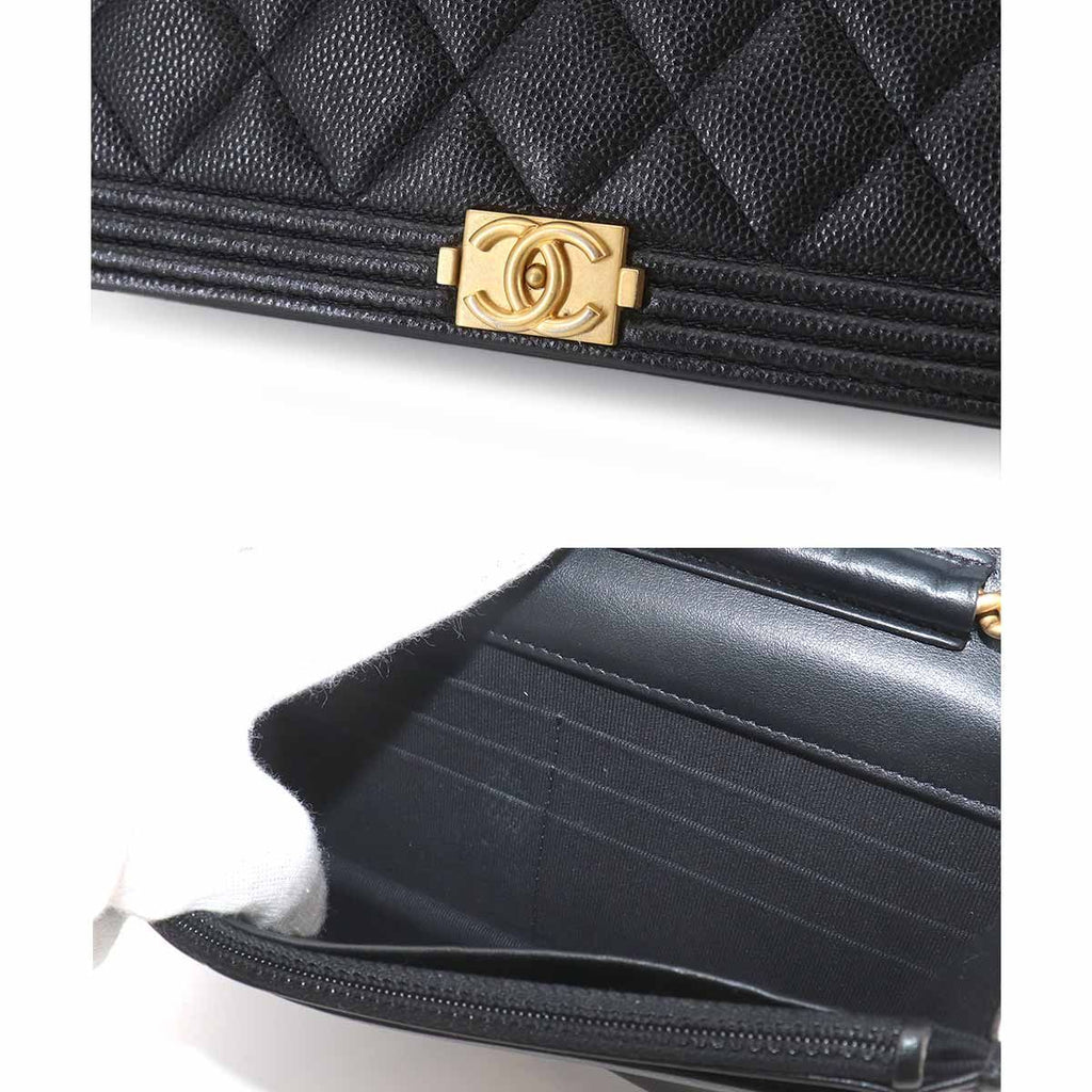 Chanel Boy Chain Wallet Caviar Leather Black — view 9