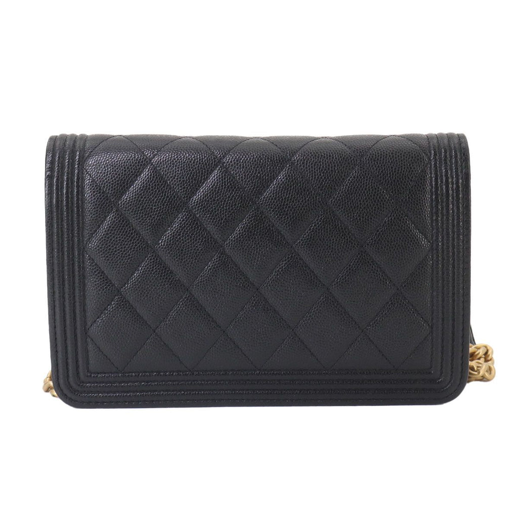 Chanel Boy Chain Wallet Caviar Leather Black — view 2