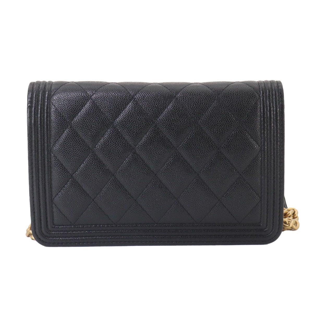 Chanel Boy Chain Wallet Caviar Leather Black — view 2