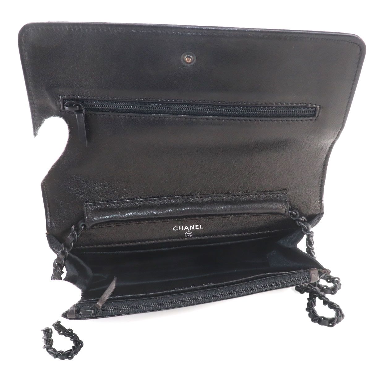 Chanel New Travel Line Chain Wallet Nylon Jacquard Leather Black — view 7