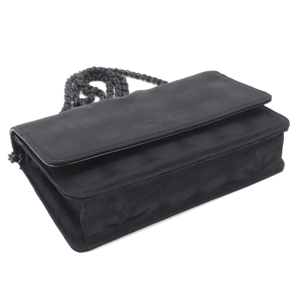 Chanel New Travel Line Chain Wallet Nylon Jacquard Leather Black — view 5