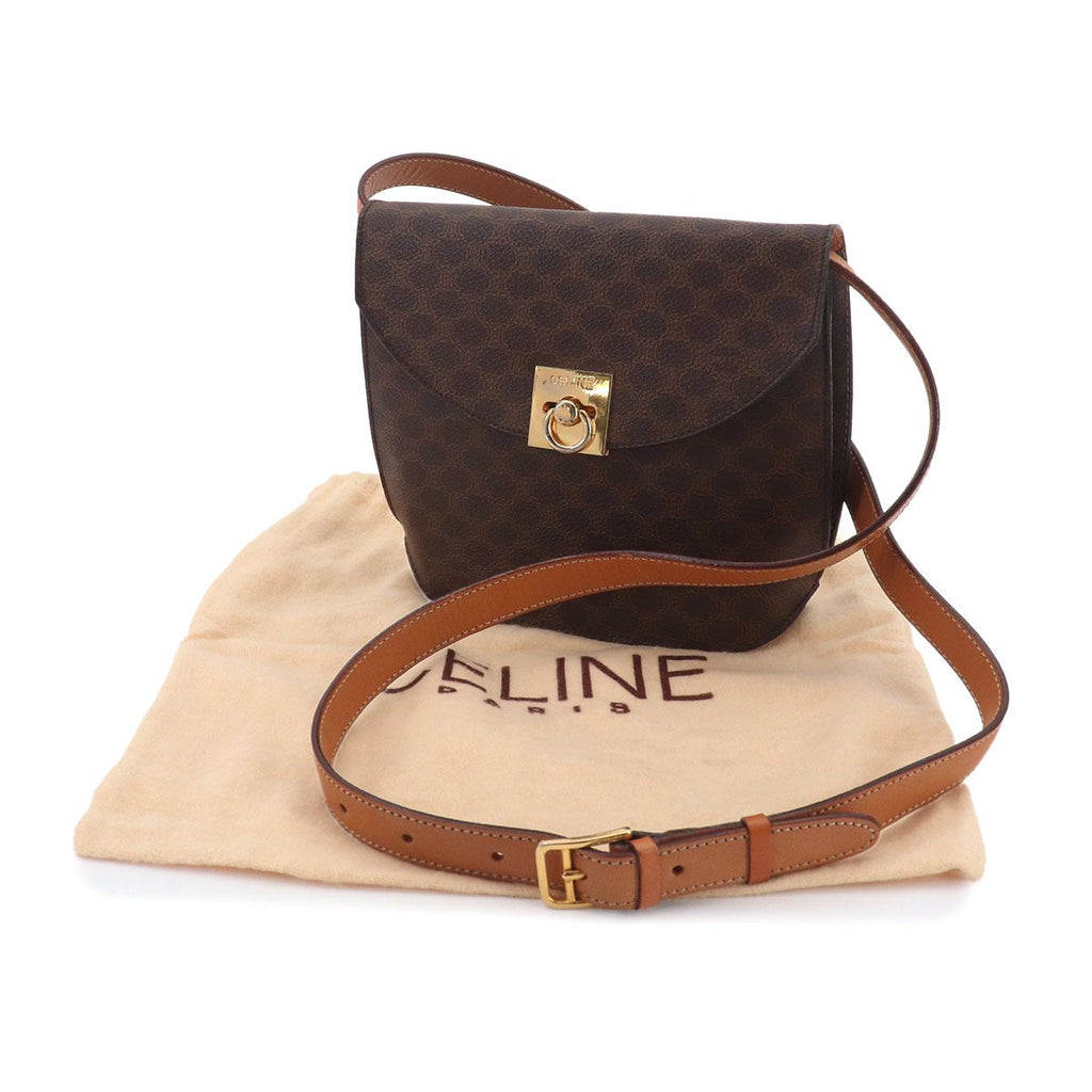 Celine Macadam Shoulder Bag Leather Brown Gold Vintage — view 2