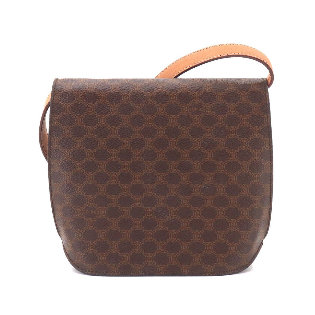 Celine Macadam Shoulder Bag Leather Brown Gold Vintage — view 3