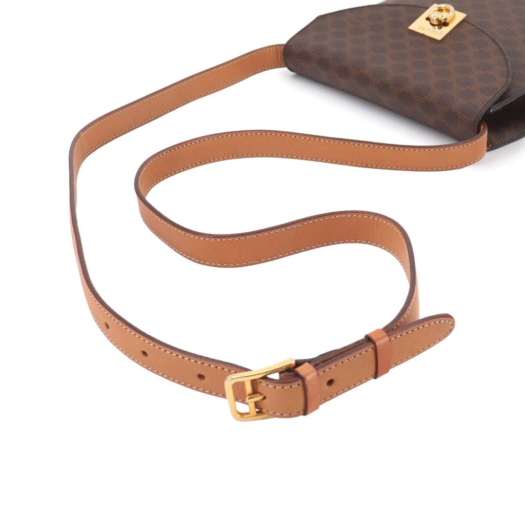Celine Macadam Shoulder Bag Leather Brown Gold Vintage — view 6