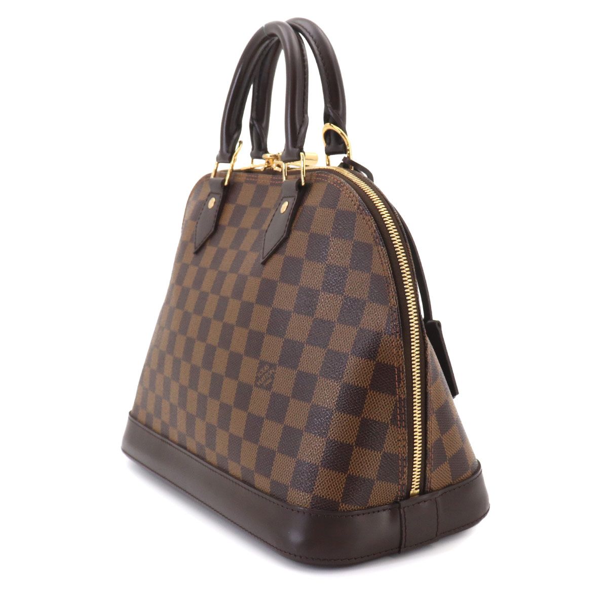 Louis Vuitton Damier Alma PM Hand Bag Ebene Brown Gold — view 3