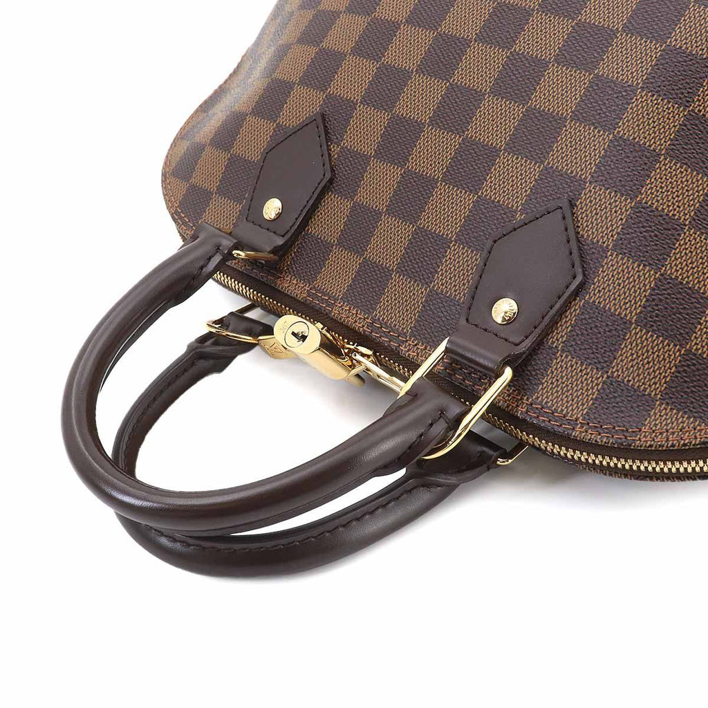 Louis Vuitton Damier Alma PM Hand Bag Ebene Brown Gold — view 5