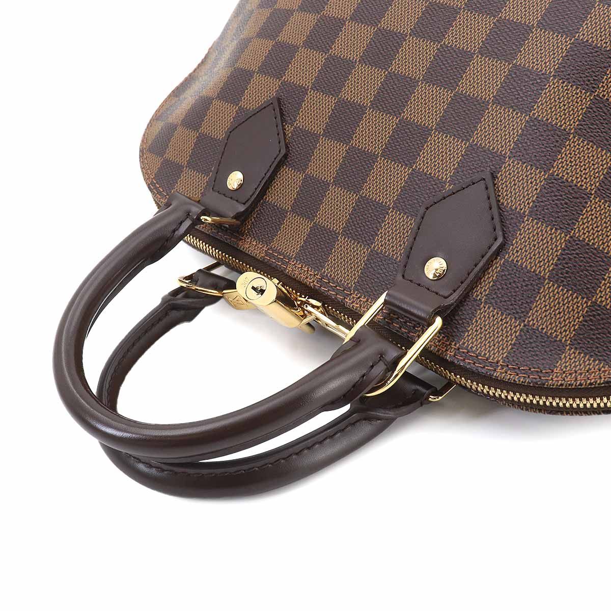 Louis Vuitton Damier Alma PM Hand Bag Ebene Brown Gold — view 5