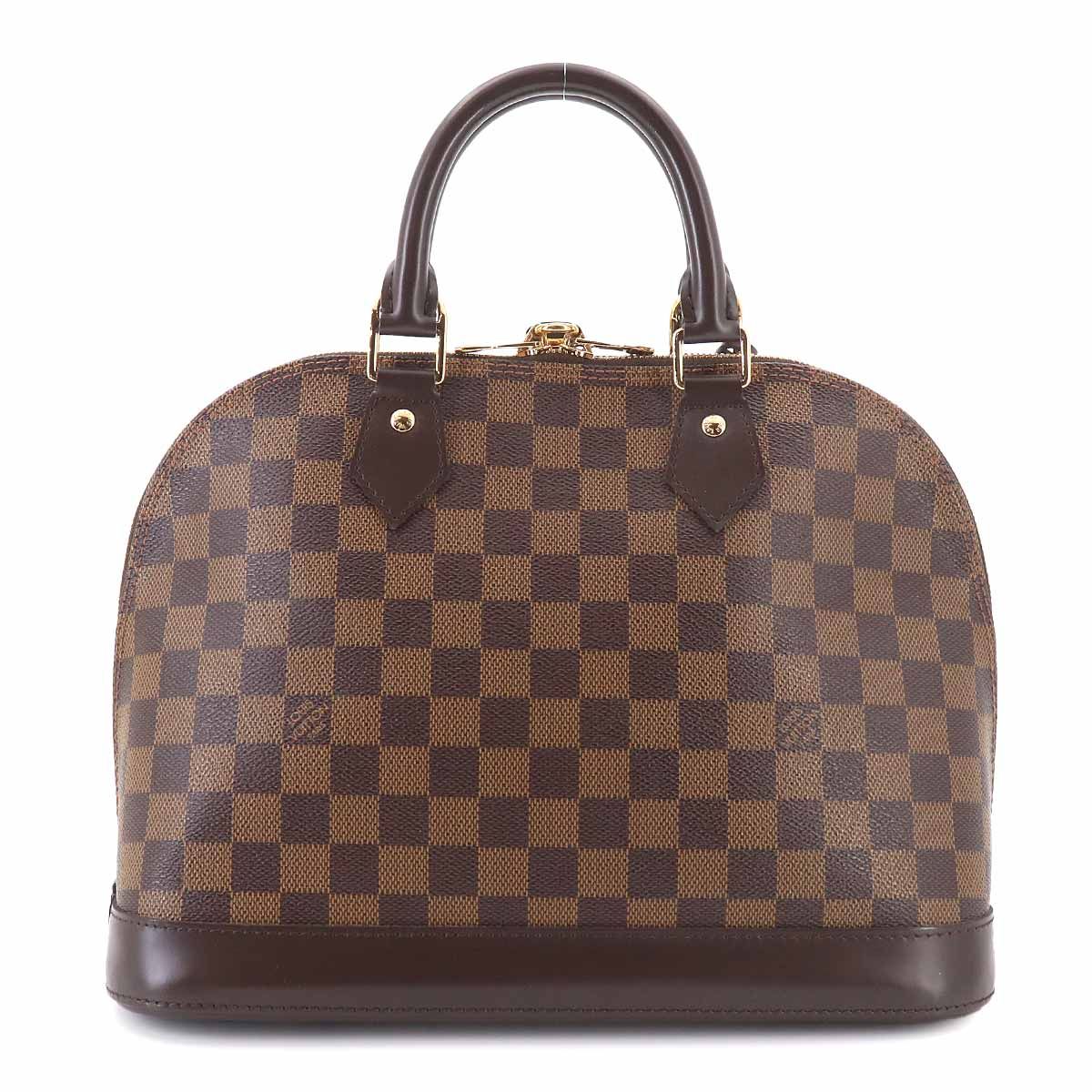 Louis Vuitton Damier Alma PM Hand Bag Ebene Brown Gold — view 2