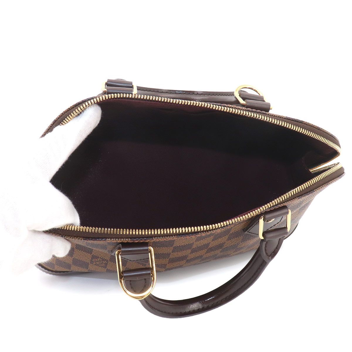 Louis Vuitton Damier Alma PM Hand Bag Ebene Brown Gold — view 6