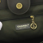 Chanel Deauville GM 2-Way Tote Chain Shoulder Bag Leather Khaki — view 8