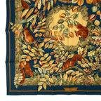 Hermes Carre 90 Casse Noisette Nutcracker Squirrel Pattern Nut Scarf Silk Navy — view 4