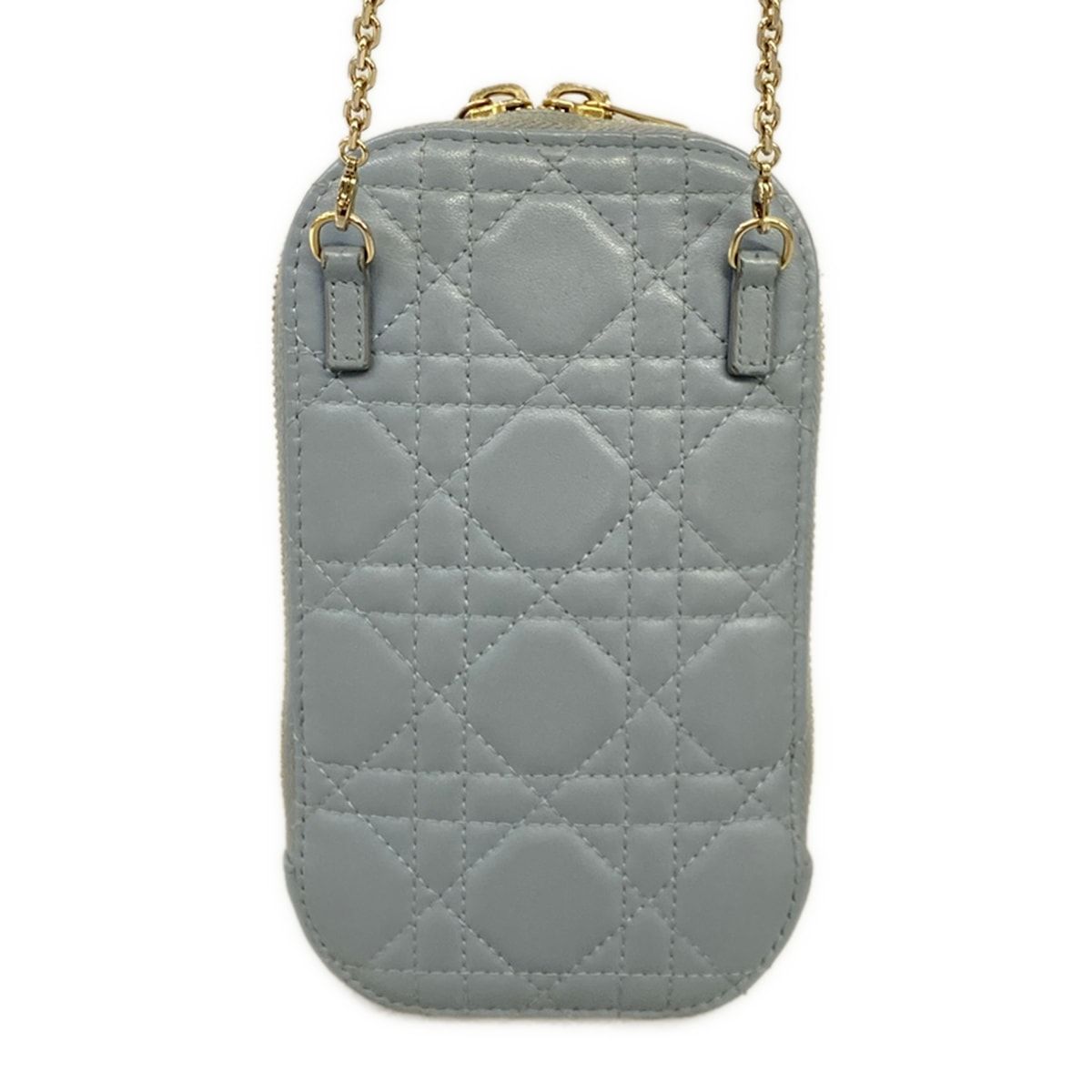 Dior Shoulder Bag Cannage Stitch Light Blue Lambskin — view 3