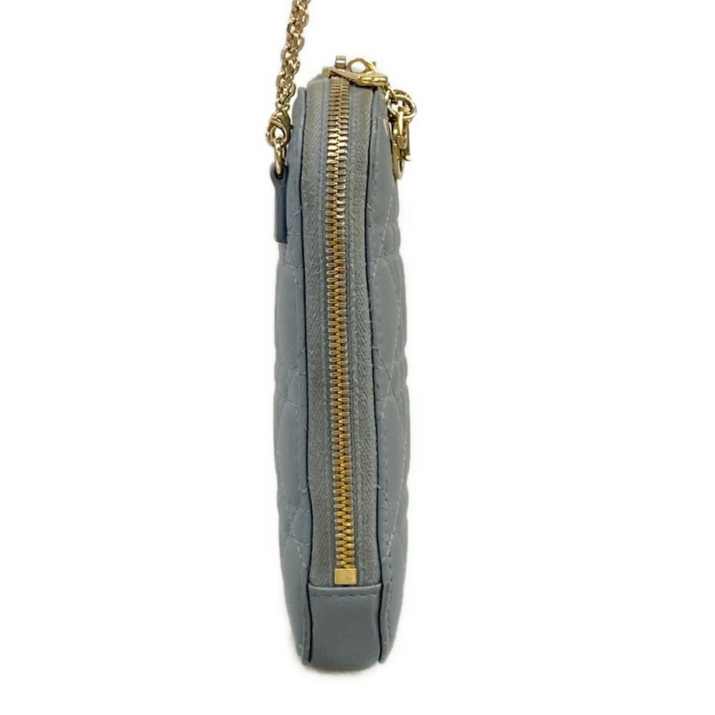 Dior Shoulder Bag Cannage Stitch Light Blue Lambskin — view 2