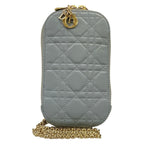 Dior Shoulder Bag Cannage Stitch Light Blue Lambskin