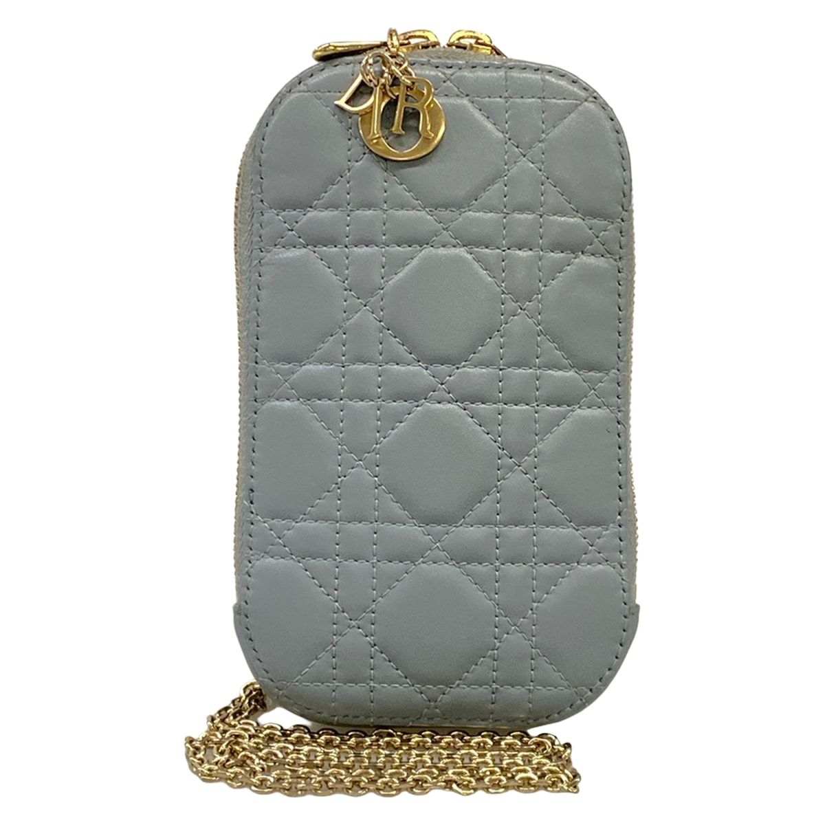 Dior Shoulder Bag Cannage Stitch Light Blue Lambskin
