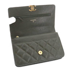 Chanel Quilted Chain Wallet Leather Green Gold — view 6