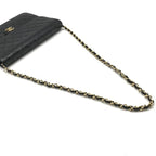Chanel CC Logo Quilted Lambskin Chain Shoulder Bag Black — view 6