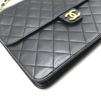 Chanel CC Logo Quilted Lambskin Chain Shoulder Bag Black — view 5