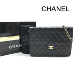 Chanel CC Logo Quilted Lambskin Chain Shoulder Bag Black