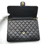 Chanel CC Logo Quilted Lambskin Chain Shoulder Bag Black — view 7