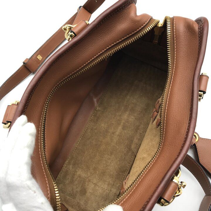 Loewe les Line Amazona 28 Leather Hand Shoulder 2-Way Bag Brown — view 8