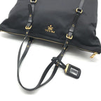 Prada Nylon Tessuto Logo Saffiano Leather Tote Shoulder Bag Black — view 6