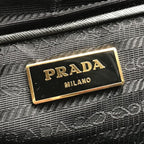 Prada Nylon Tessuto Logo Saffiano Leather Tote Shoulder Bag Black — view 9
