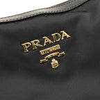 Prada Nylon Tessuto Logo Saffiano Leather Tote Shoulder Bag Black — view 8