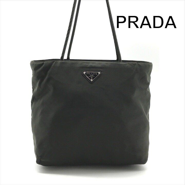 Prada Triangle Logo Nylon Tessuto Tote Khaki Purse Y2k